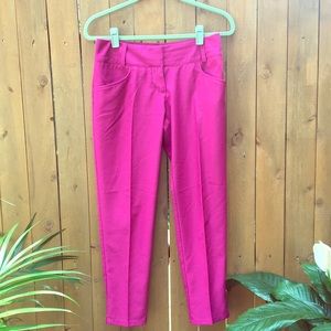 Magenta cropped Adidas golf pants
